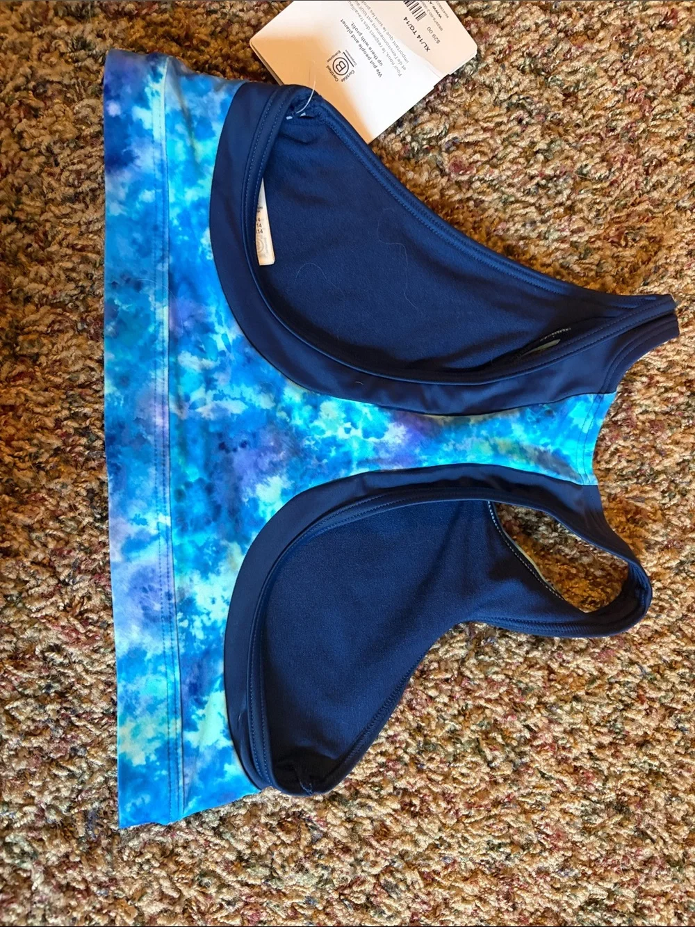 Athleta Girl Blue Tie-Dye Swim Bikini Top